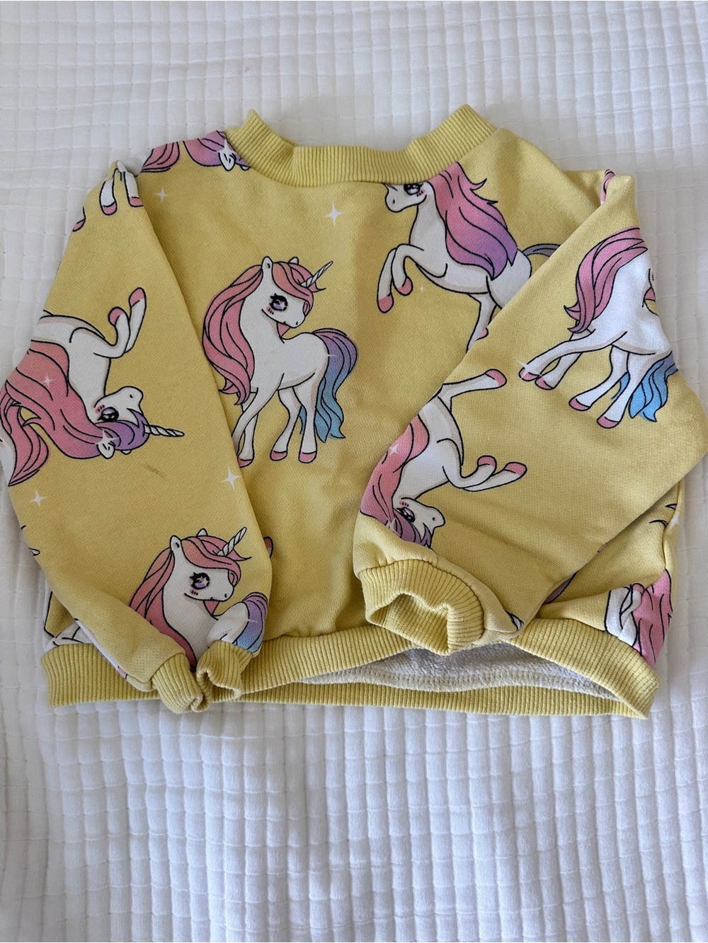 H&M girls Yellow Kids Unicorn Sweatshirt with Pink & Blue Accents